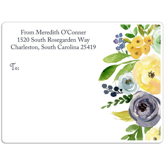 Yellow and Blue Roses Shipping Labels
